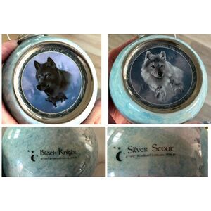 Vintage Enamel Wolf Ornaments Bradford Editions 1997
